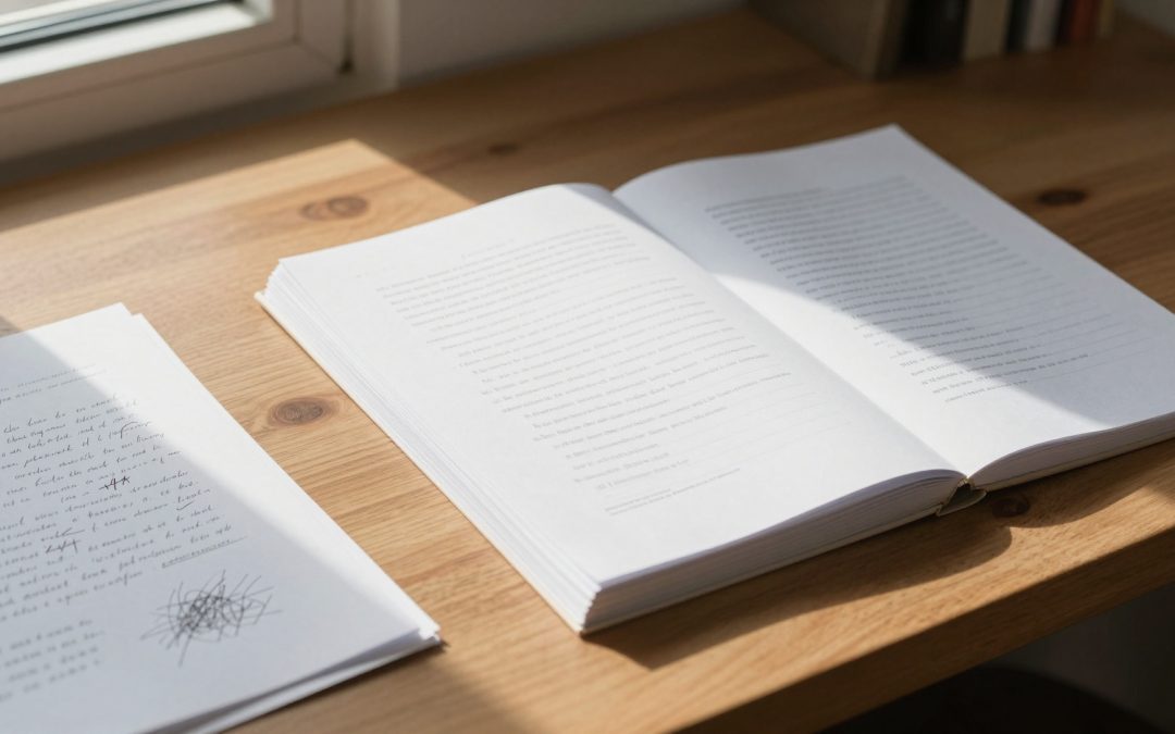 Desk with 400 vs 70,000+ Words